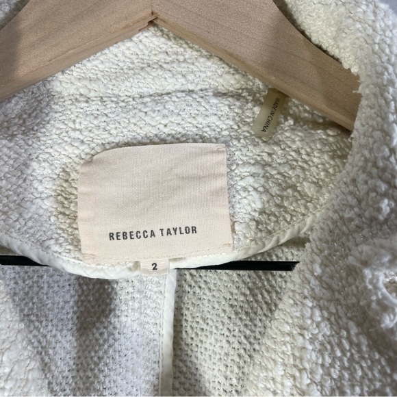 REBECCA TAYLOR Off White Tweed Boucle Knit Moto Jacket Size 2 - Picture 7 of 15